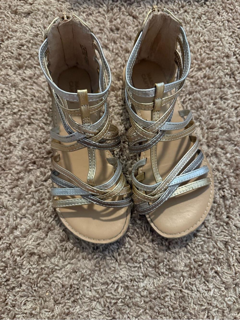 Harper Canyon Gold and Silver Metallic Strappy Girls Sandals